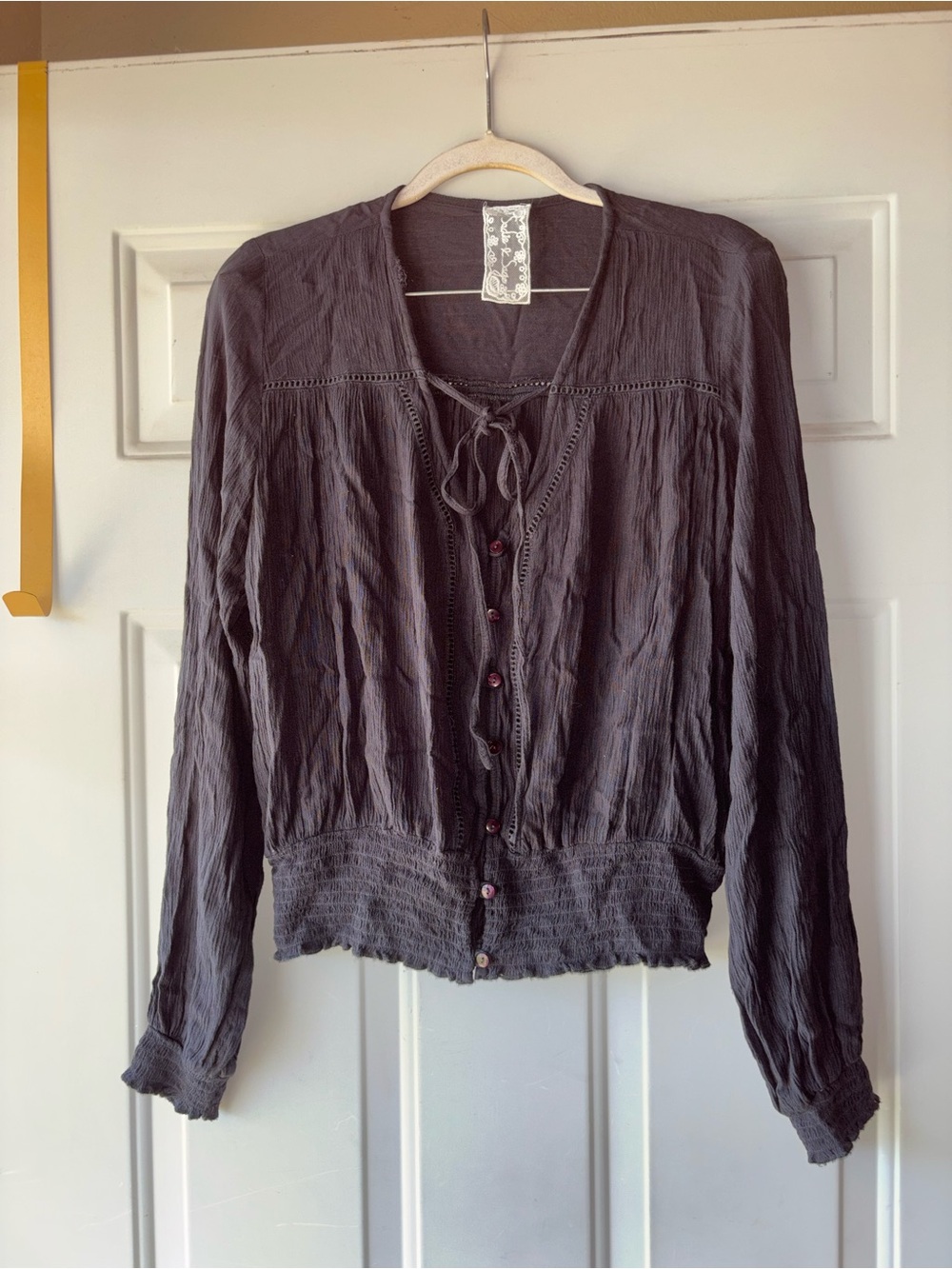 Sadie & Sage dark gray boho top size S